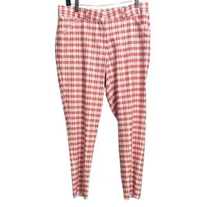 Peter Millar Golf Pants Skinny Leg Red Check Wicking Stretch Pants Sz 4